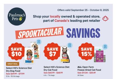 Paulmac's Pets Flyer September 25 to October 8