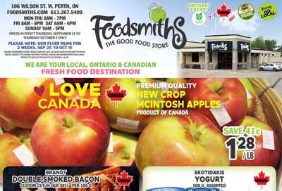 Foodsmiths Flyer September 25 to October 9