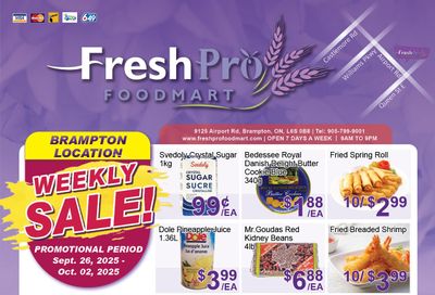 FreshPro Foodmart (Brampton) Flyer September 26 to October 2 FreshPro Foodmart (Brampton) Flyer September 26 to October 2