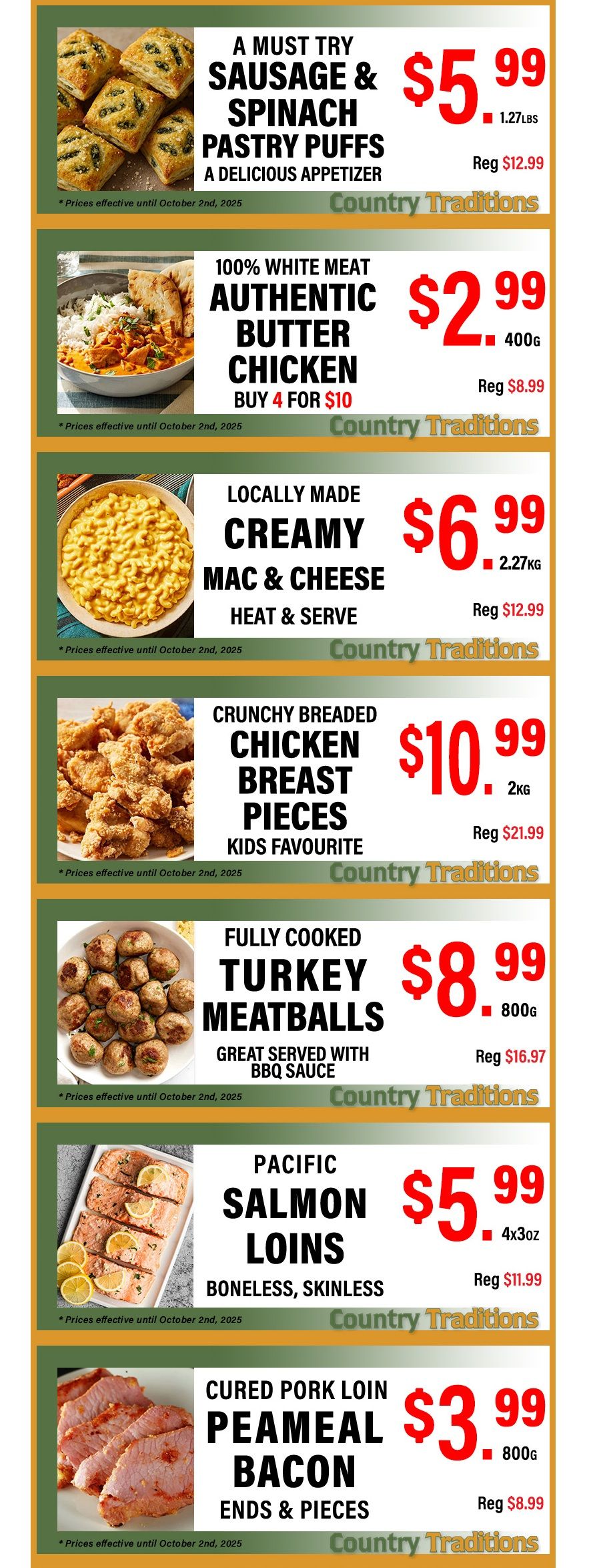 Country Traditions One-Shot Deals Flyer September 25 to October 2