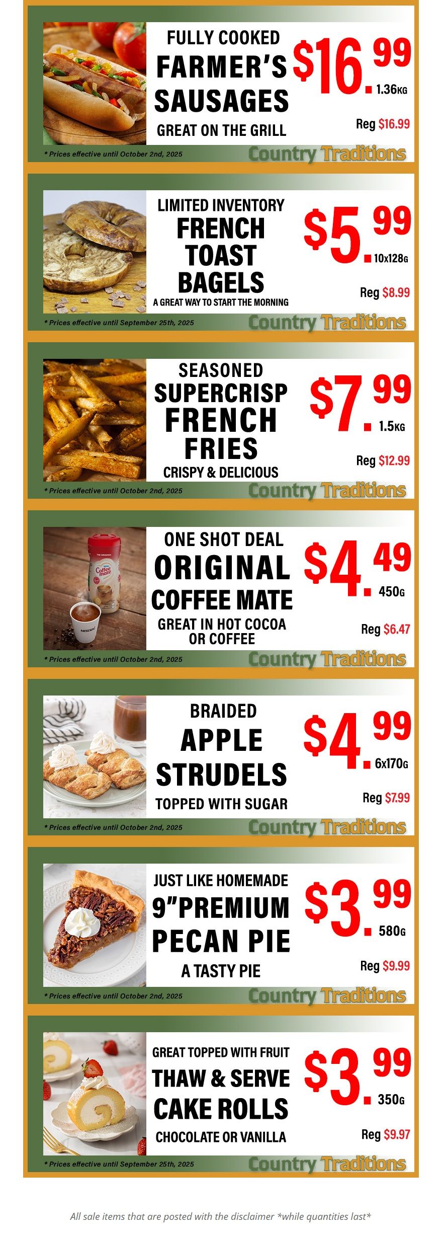 Country Traditions One-Shot Deals Flyer September 25 to October 2