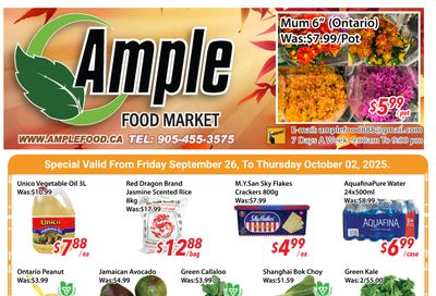 Ample Food Market (Brampton) Flyer September 26 to October 2 Ample Food Market (Brampton) Flyer September 26 to October 2