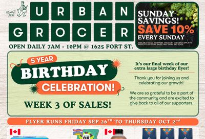 Urban Grocer Flyer September 26 to October 2 Urban Grocer Flyer September 26 to October 2