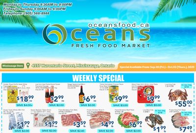 Oceans Fresh Food Market (Mississauga) Flyer September 26 to October 2