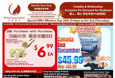 United Supermarket (Oakville) Flyer September 26 to October 2