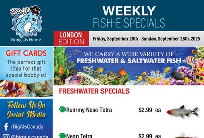 Big Al's (London) Weekend Specials September 26 to 28