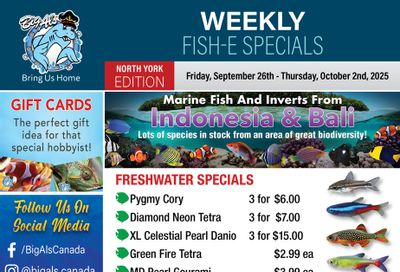 Big Al's (North York) Weekly Specials September 26 to October 2