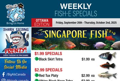 Big Al's (Ottawa) Weekly Specials September 26 to October 2