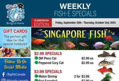 Big Al's (Scarborough) Weekly Specials September 26 to October 2
