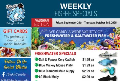 Big Al's (Vaughan) Weekly Specials September 26 to October 2