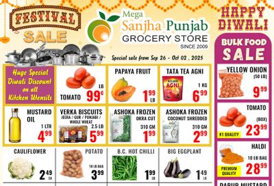Sanjha Punjab Grocery Store Flyer September 26 to October 2