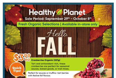 Healthy Planet Flyer September 29 to October 8