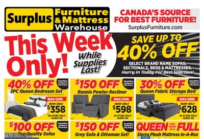 Surplus Furniture & Mattress Warehouse (St. John's, Corner Brook, Grand Falls Windsor) Flyer September 29 to October 5