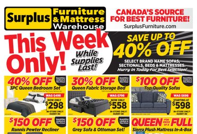 Surplus Furniture & Mattress Warehouse (Dartmouth, Charlottetown, Moncton, Saint John, Fredericton) Flyer September 29 to October 5