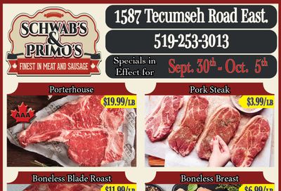 Schwab's & Primo's Flyer September 30 to October 5