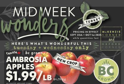 The Root Cellar Mid-Week Flyer September 30 and October 1