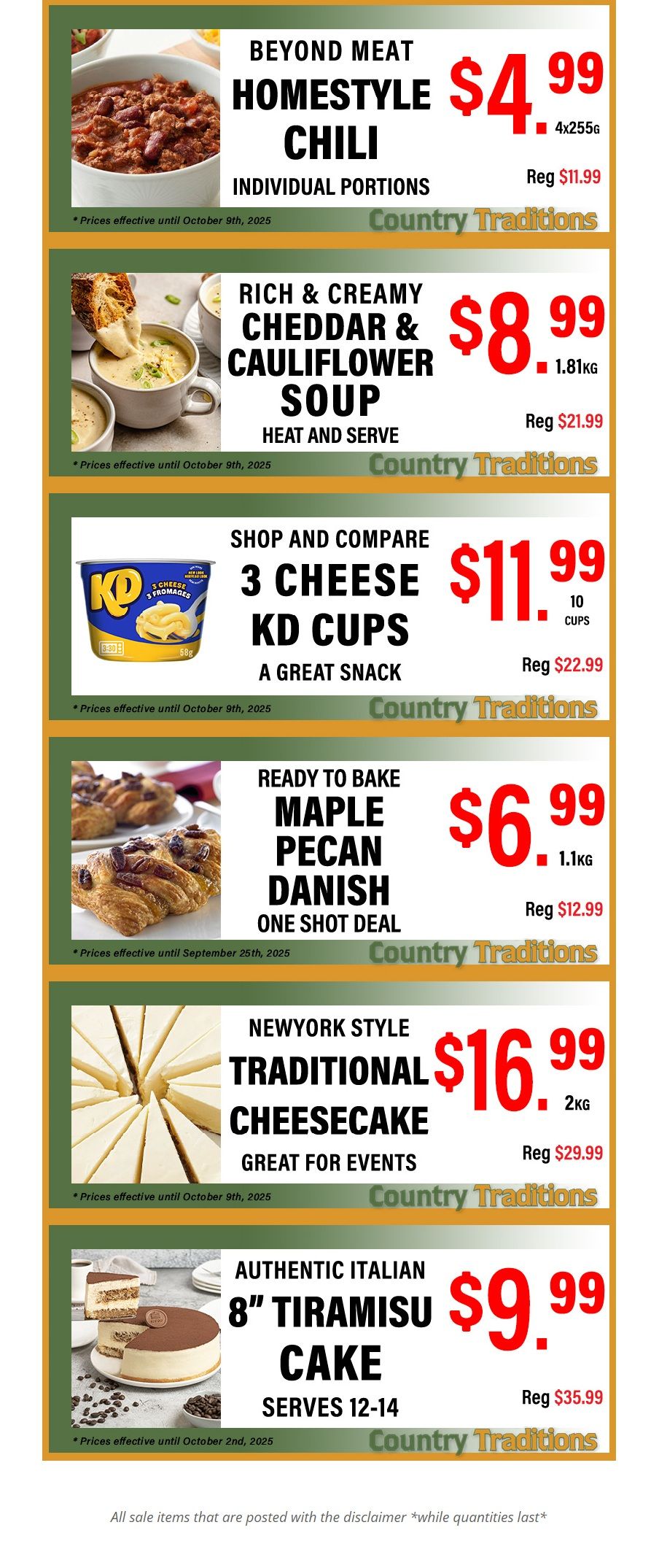 Country Traditions One-Shot Deals Flyer October 2 to 9