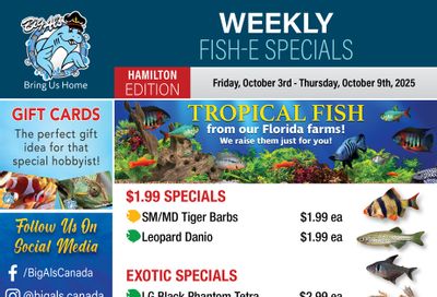 Big Al's (Hamilton) Weekly Specials October 3 to 9