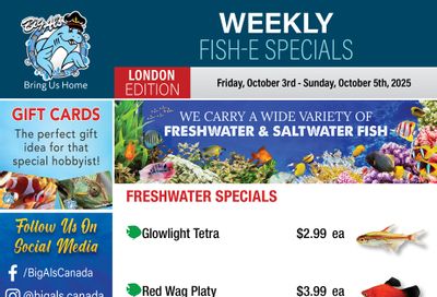 Big Al's (London) Weekend Specials October 3 to 5