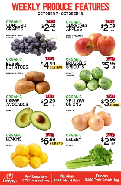 Pomme Natural Market Weekly Produce Flyer October 7 to 13