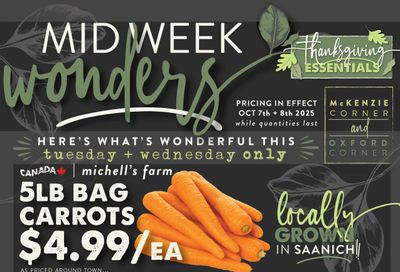 The Root Cellar Mid-Week Flyer October 7 and 8