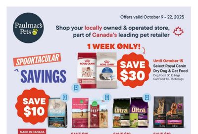 Paulmac's Pets Flyer October 9 to 22
