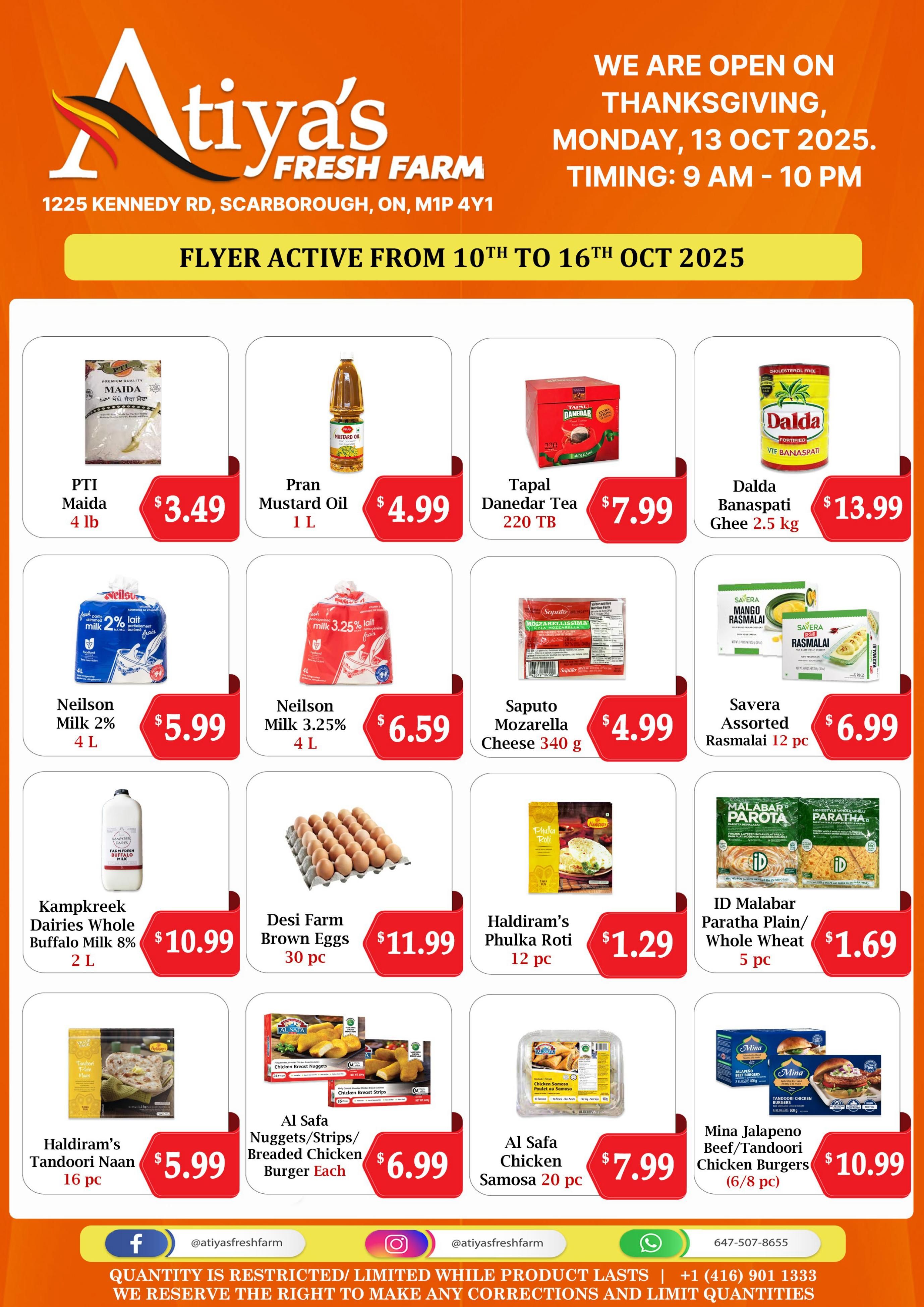 Atiya's Fresh Farm Flyer October 10 to 16