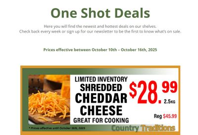 Country Traditions One-Shot Deals Flyer October 10 to 16 Country Traditions One-Shot Deals Flyer October 10 to 16