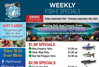 Big Al's (Barrie) Weekly Specials October 10 to 16