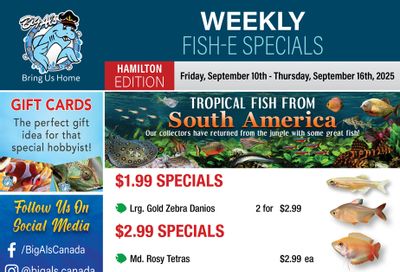 Big Al's (Hamilton) Weekly Specials October 10 to 16