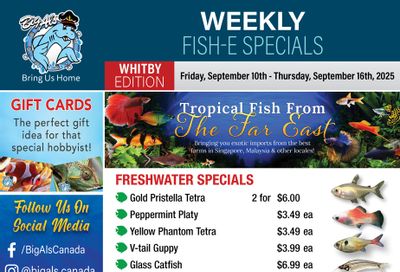 Big Al's (Whitby) Weekly Specials October 10 to 16 Big Al's (Whitby) Weekly Specials October 10 to 16