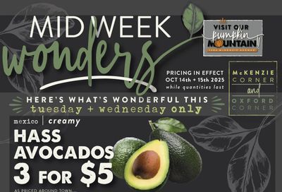 The Root Cellar Mid-Week Flyer October 14 and 15