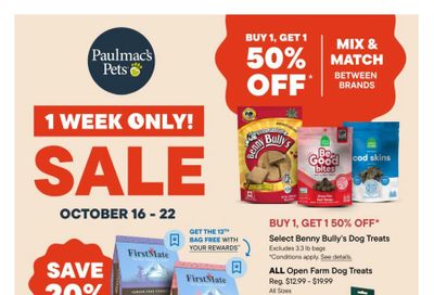 Paulmac's Pets Flyer October 16 to 22