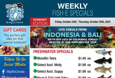 Big Al's (Newmarket) Weekly Specials October 24 to 30