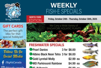 Big Al's (North York) Weekly Specials October 24 to 30