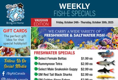 Big Al's (Vaughan) Weekly Specials October 24 to 30