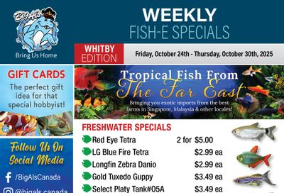 Big Al's (Whitby) Weekly Specials October 24 to 30