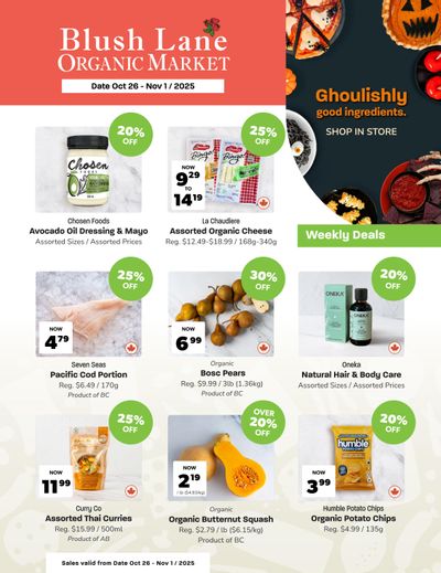 Blush Lane Organic Market Flyer October 26 to November 1