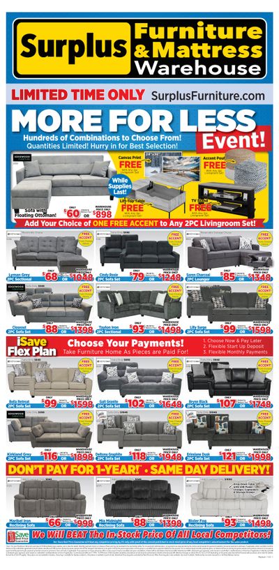 Surplus Furniture & Mattress Warehouse (Thunder Bay) Flyer October 27 to November 16