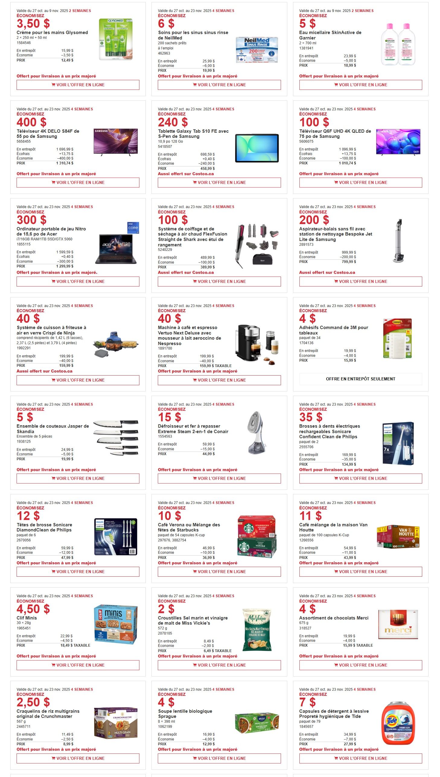 Costco (QC) Warehouse Offers October 27 to November 9