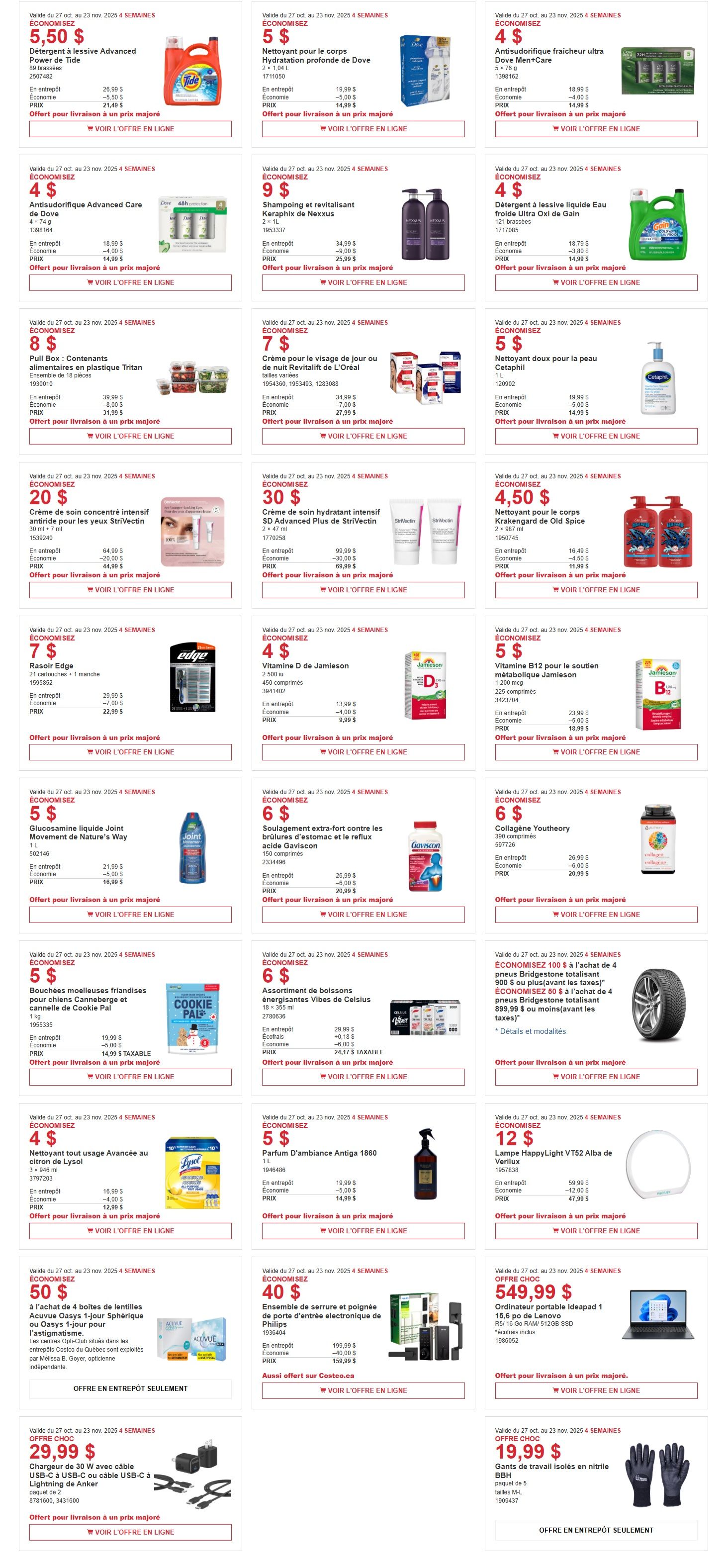 Costco (QC) Warehouse Offers October 27 to November 9