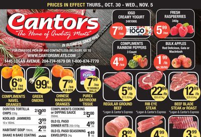 Cantor's Meats Flyer October 30 to November 5
