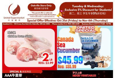 United Supermarket (Oakville) Flyer October 31 to November 6