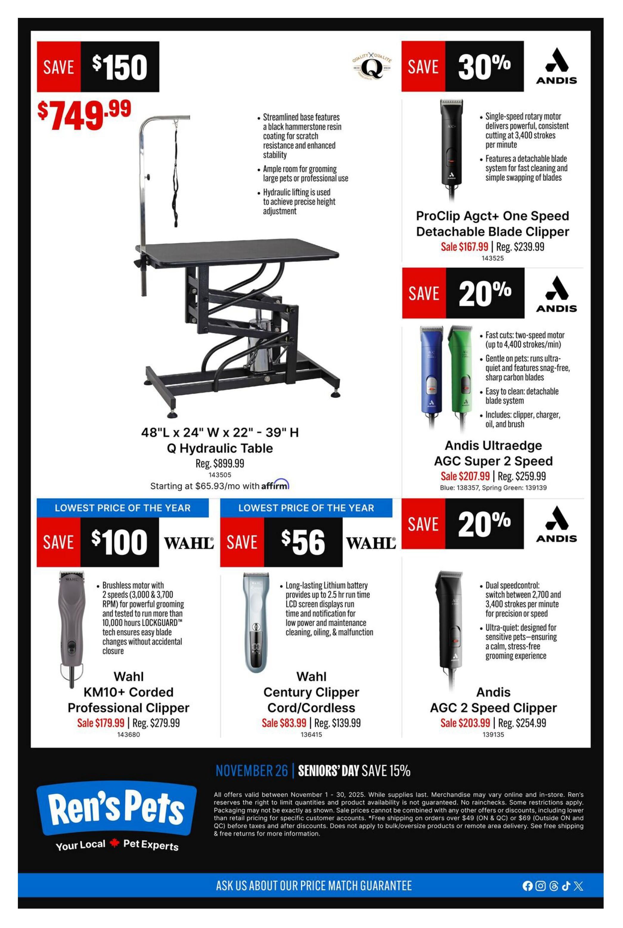 Ren's Pets Grooming Deals Monthly Flyer November 1 to 30