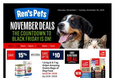 Ren's Pets Monthly Flyer November 1 to 30