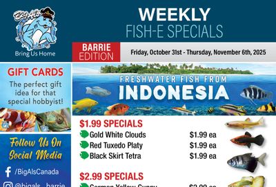 Big Al's (Barrie) Weekly Specials October 31 to November 6