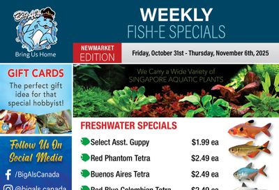 Big Al's (Newmarket) Weekly Specials October 31 to November 6