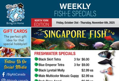 Big Al's (North York) Weekly Specials October 31 to November 6