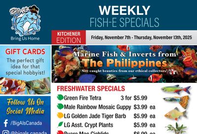 Big Al's (Kitchener) Weekly Specials November 7 to 13