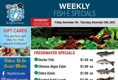 Big Al's (Newmarket) Weekly Specials November 7 to 13